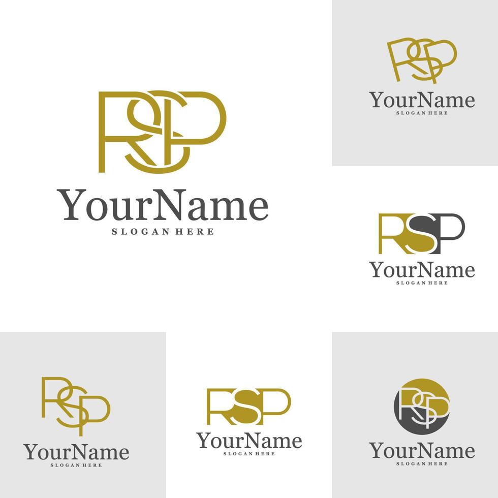 Set of Letter R S P Logo Design Template. Initial RSP logo concept vector. Creative Icon Symbol vector