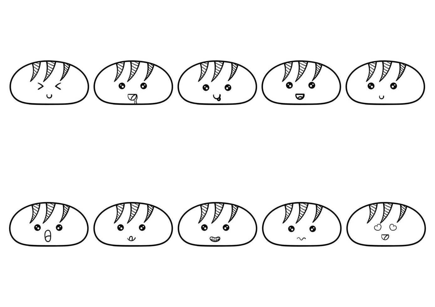 hand drawn collection of kawai bread vector