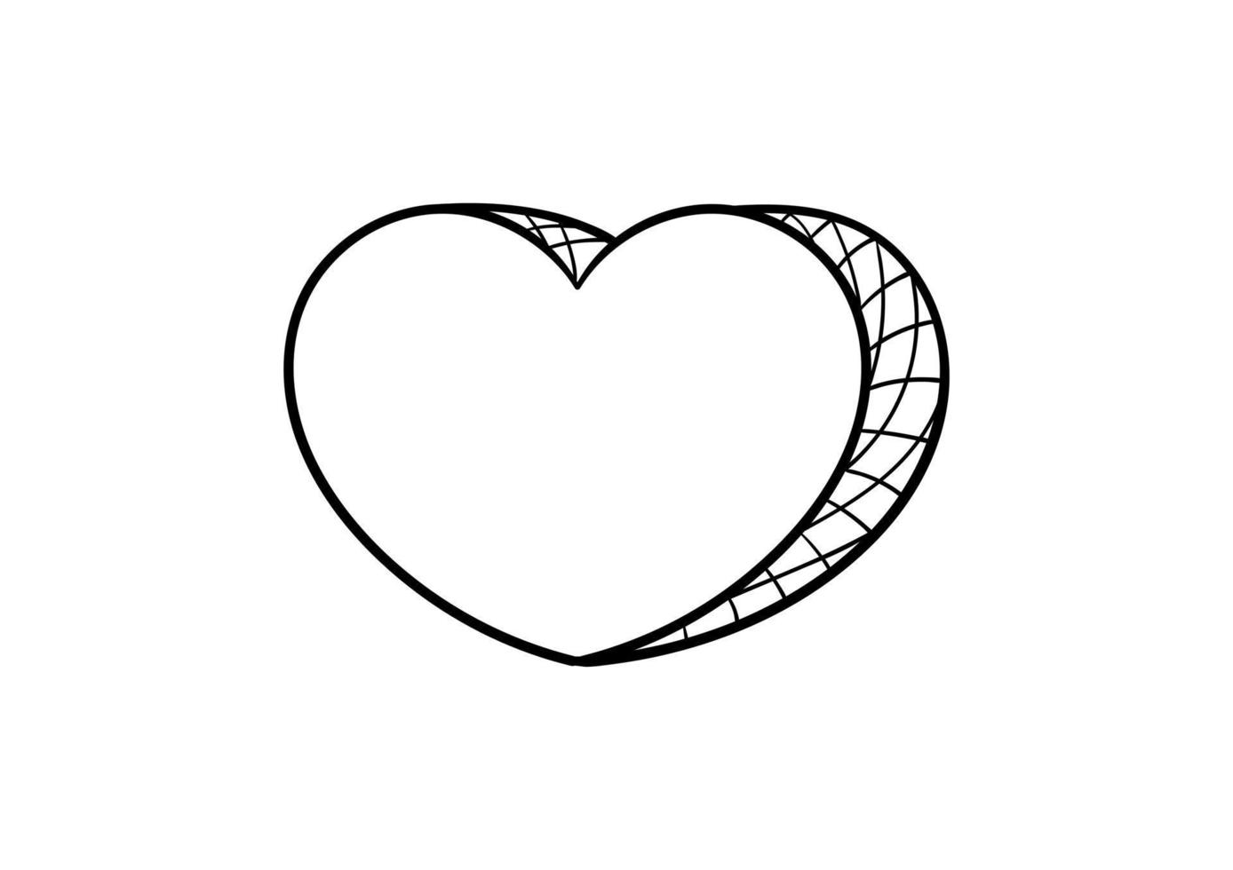 corazón 3d dibujado a mano vector