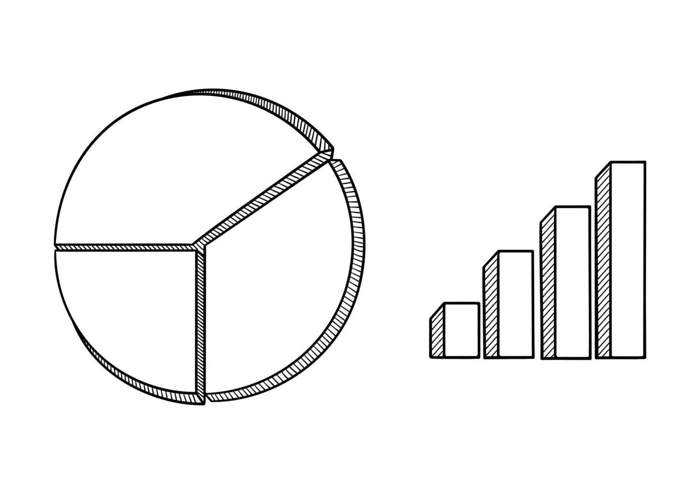 hand draw pie chart and statistics with 3d theme vector