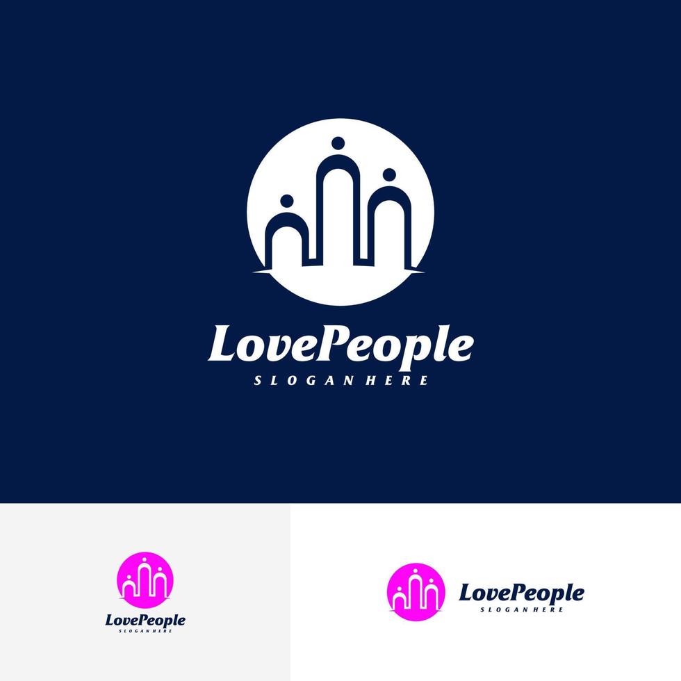 Pulse People Logo Design Template. People logo concept vector. Emblem, Creative Symbol, Icon vector