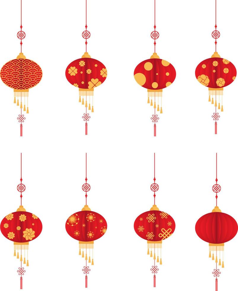 Chinese  lantern isolated icons vector