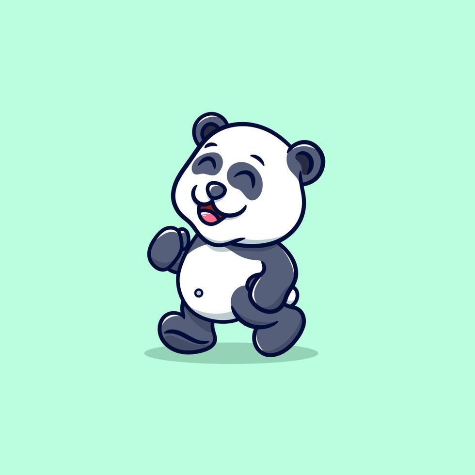 cute panda walking relaxing cartoon vector