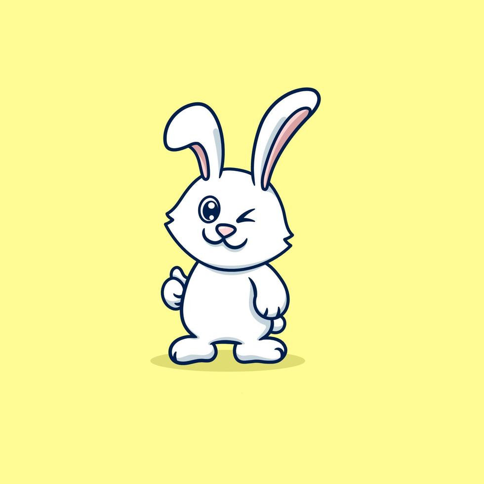 lindo conejo de dibujos animados dando pulgar hacia arriba vector