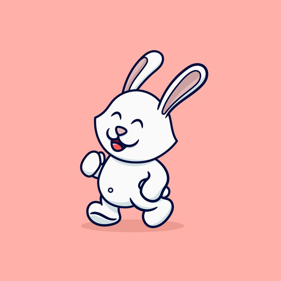 cute rabbit walking relaxing cartoon vector