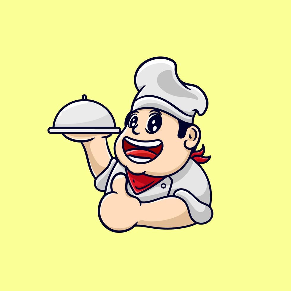 Chef holding food while giving thumbs up vector