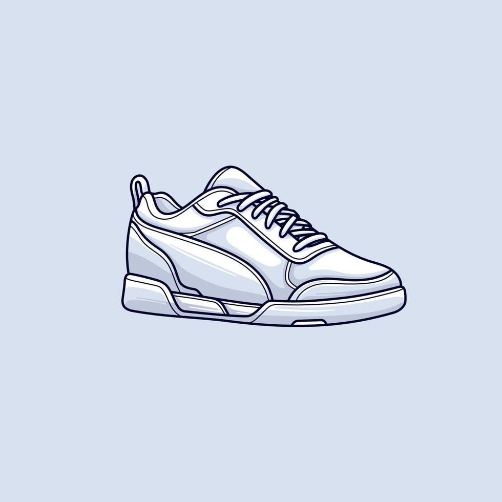 white shoes sneakers cartoon illustration vector
