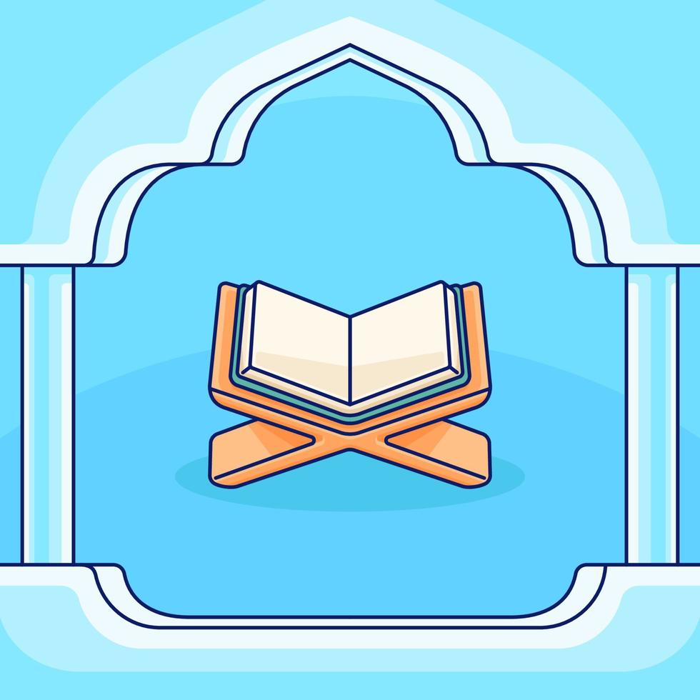 Holy book of koran in mosque ramadan ied mubarak vector