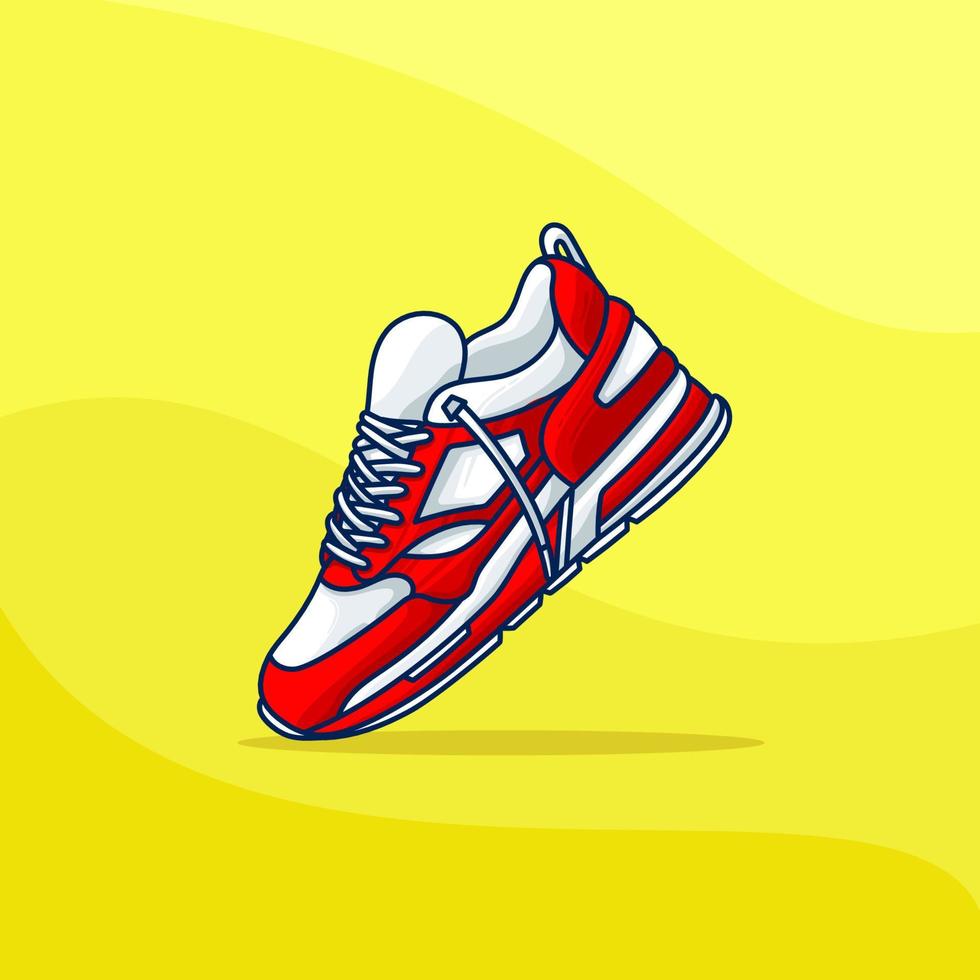 sneakers white and red colors vector