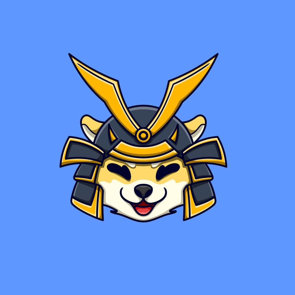 samurai shiba inu head cartoon vector