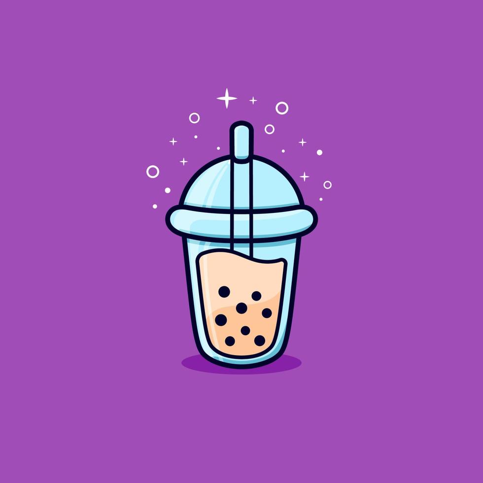 bubble tea with springkle logo cartoon vector