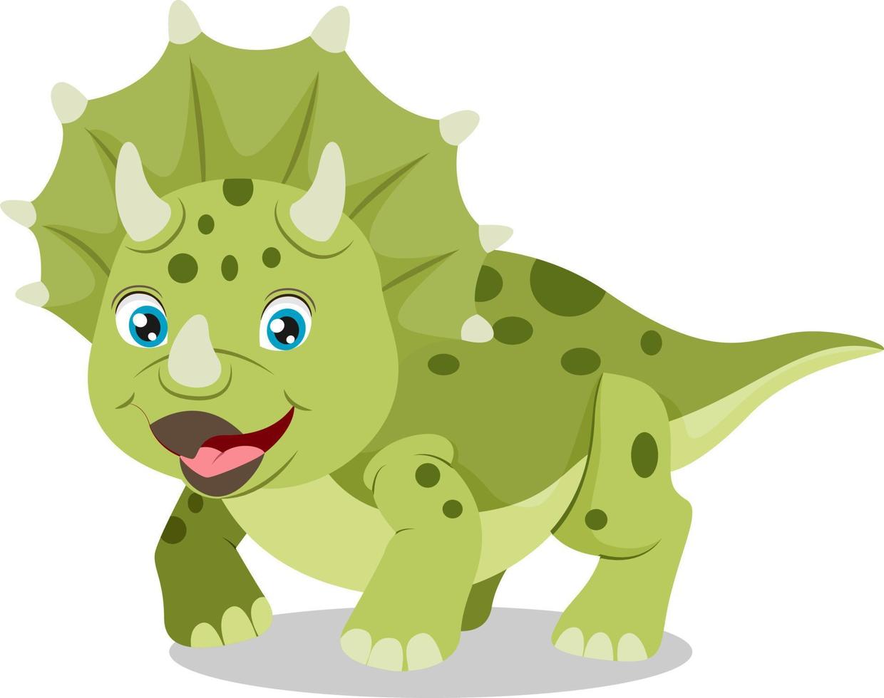 lindo, verde, triceratops, dinosaurio, caricatura vector