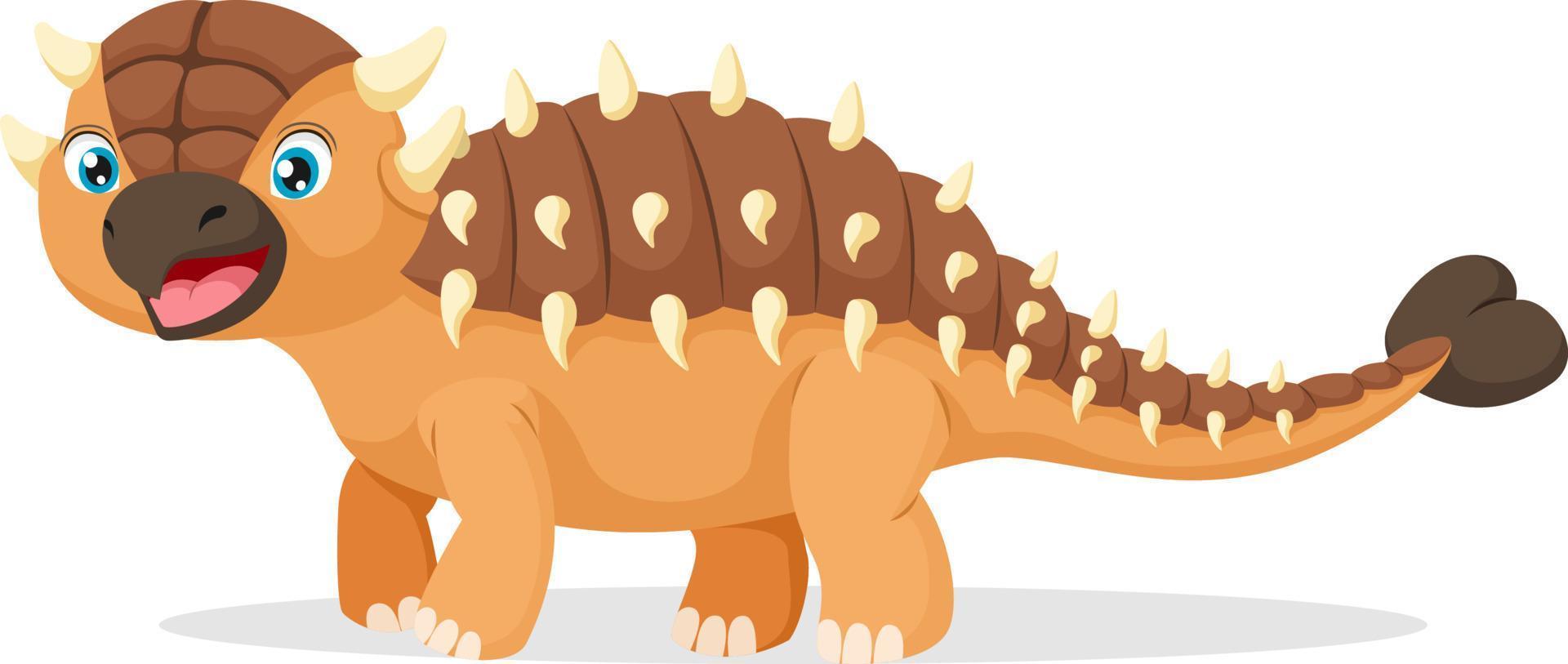 Cute happy ankylosaurus cartoon on white background vector