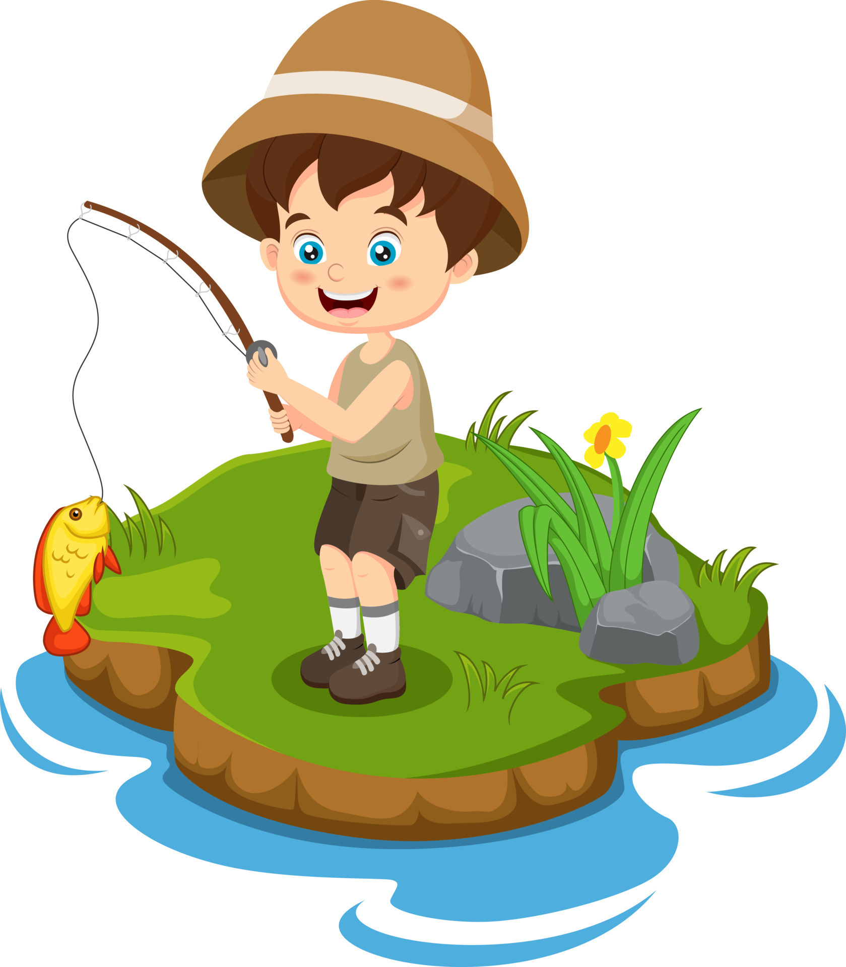 Мальчик на рыбалке рисунок