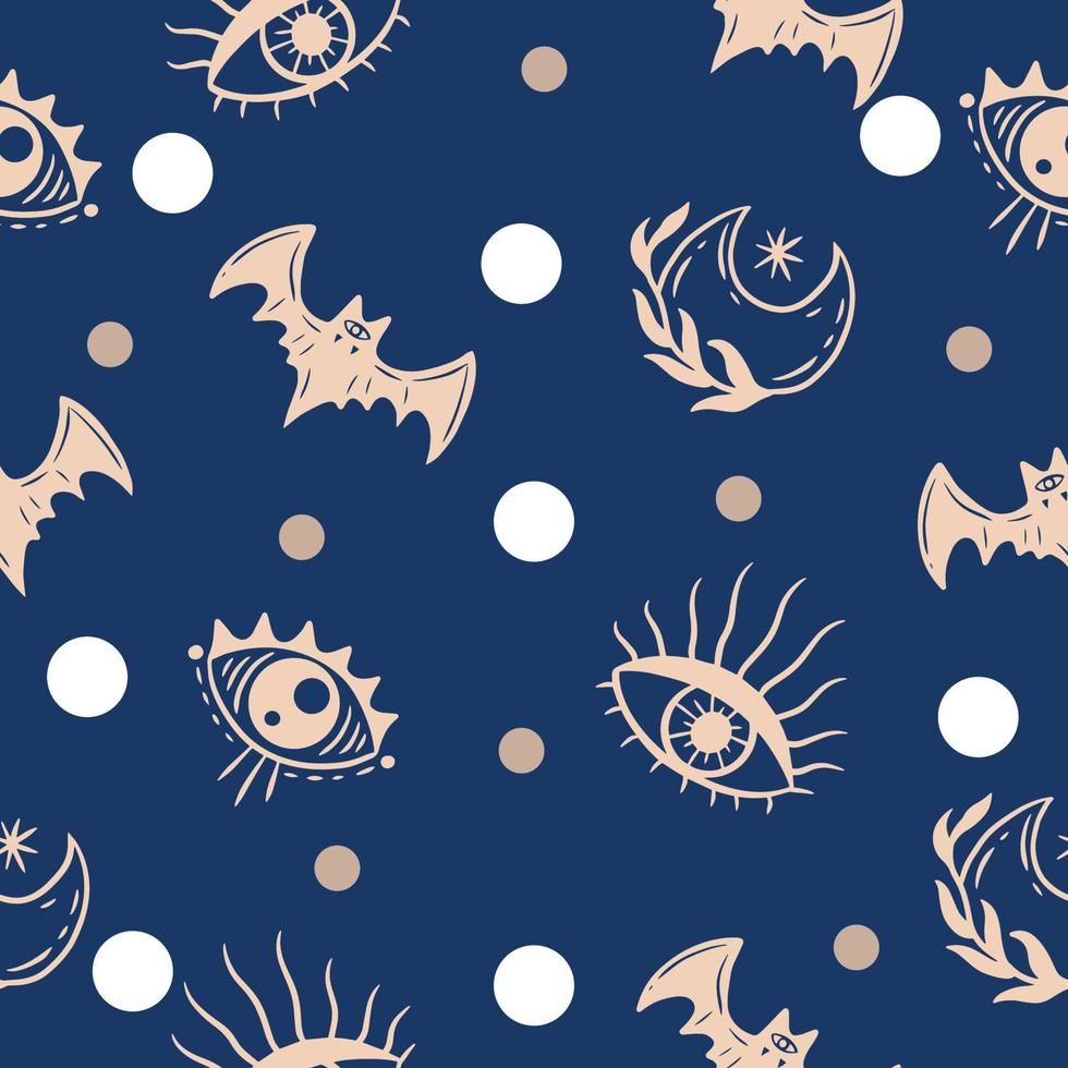 seamless pattern random cream object wallpaper with design on blue. vector