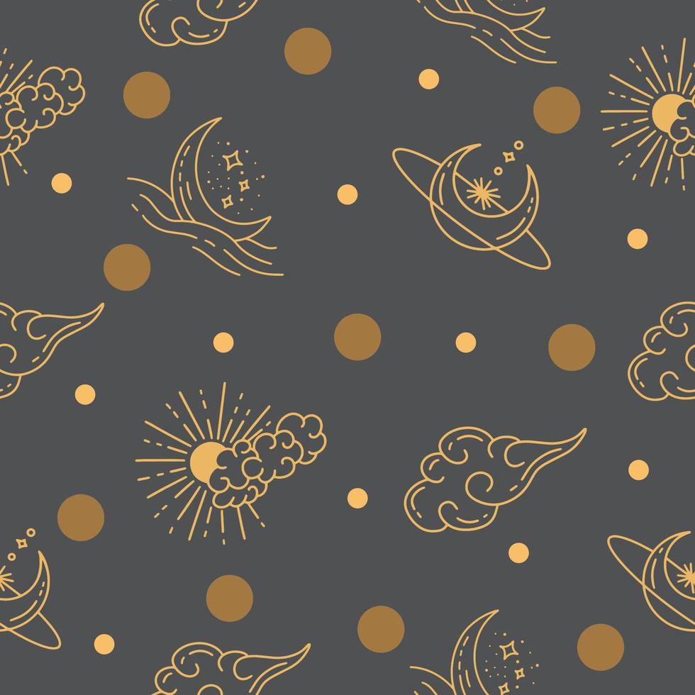 hand and moon lite orange seamless pattern random object wallpaper with design gray. vector