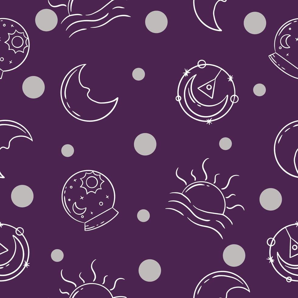 seamless pattern random hand and moon object wallpaper with design purple. vector