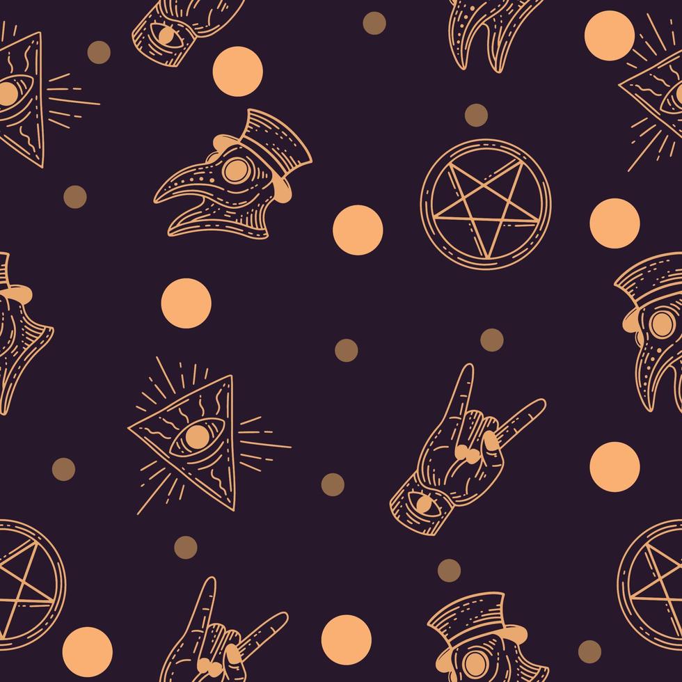 worship dead decoration seamless pattern random light cream object wallpaper with design dark purple. vector