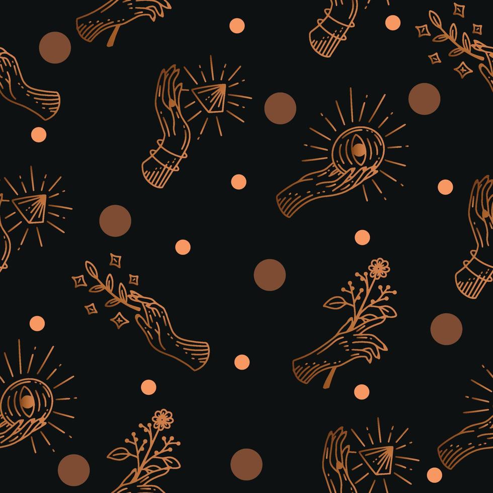 abstract hand seamless pattern random dark brown cream object wallpaper with design dark green black. vector