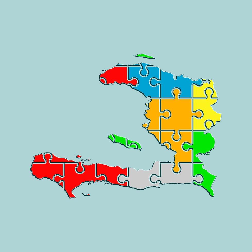 mapa de haití hecho de coloridos rompecabezas vector