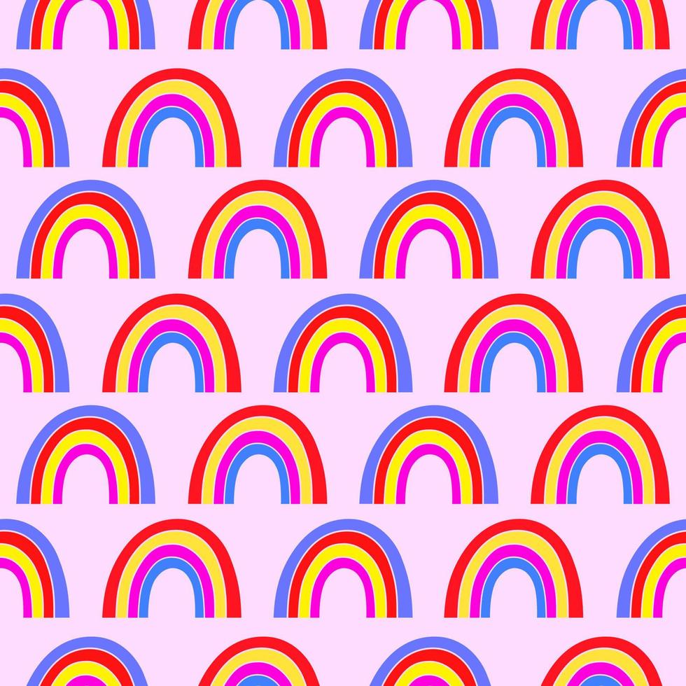 Hand drawn seamless pattern of colorful rainbow vector