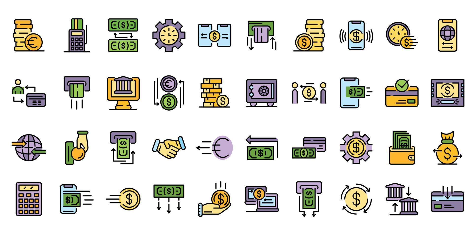 Money transfer icons vector flat