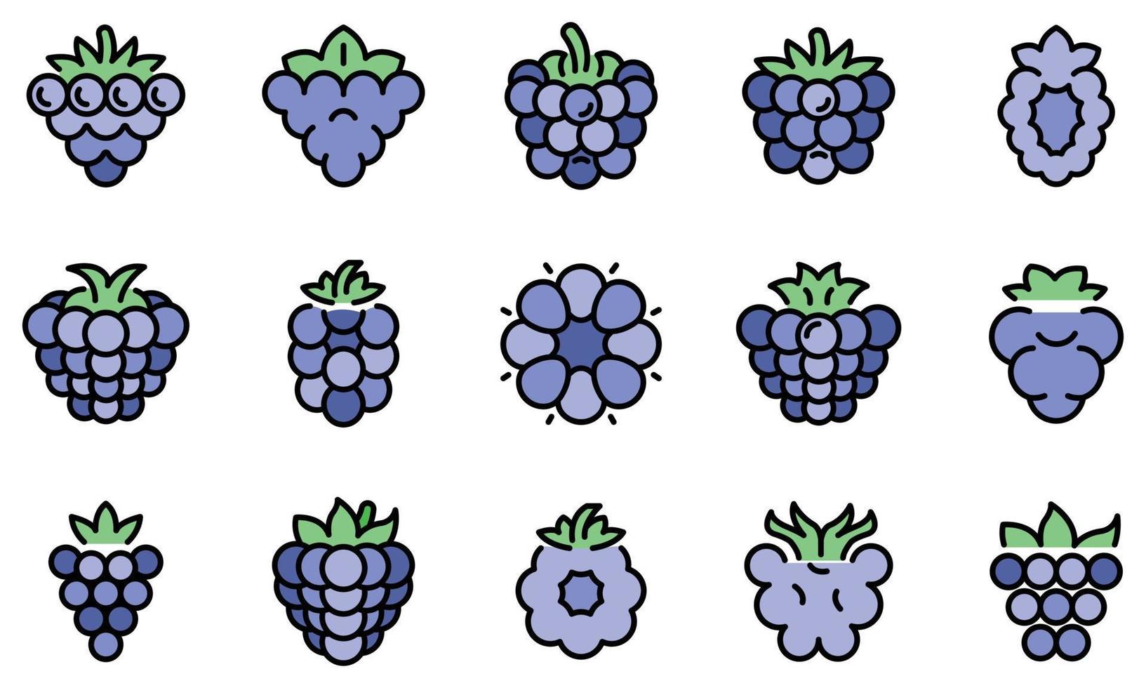 Blackberry icons vector flat