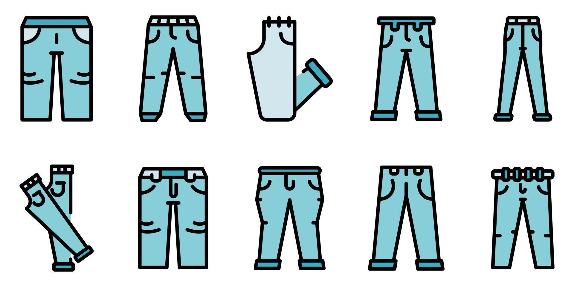 jeans, iconos, vector, plano vector