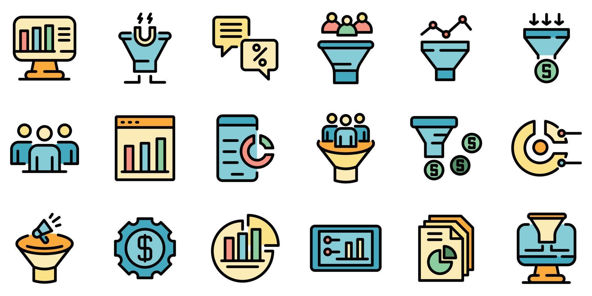 Conversion rate icons set vector flat