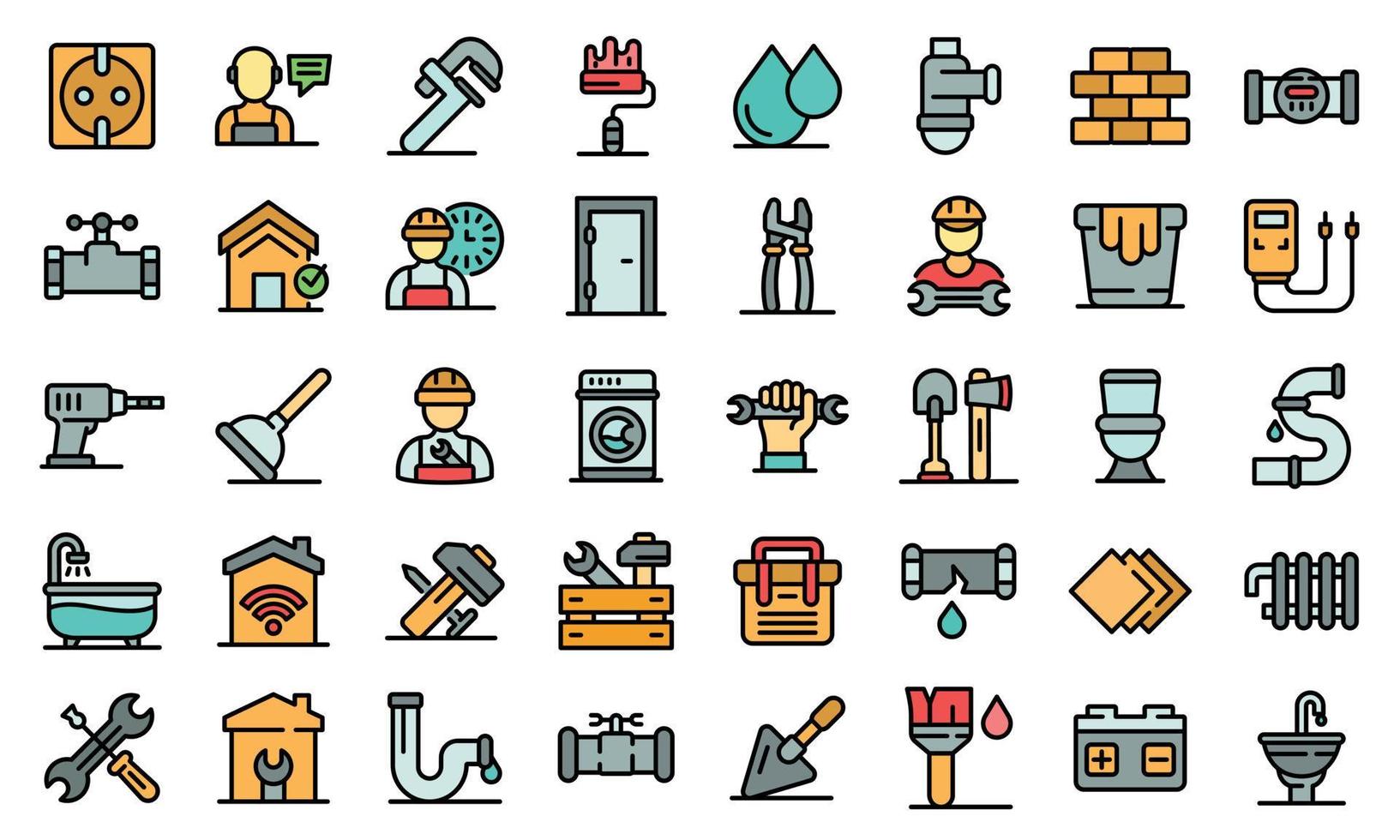 Repairman icons set vector flat
