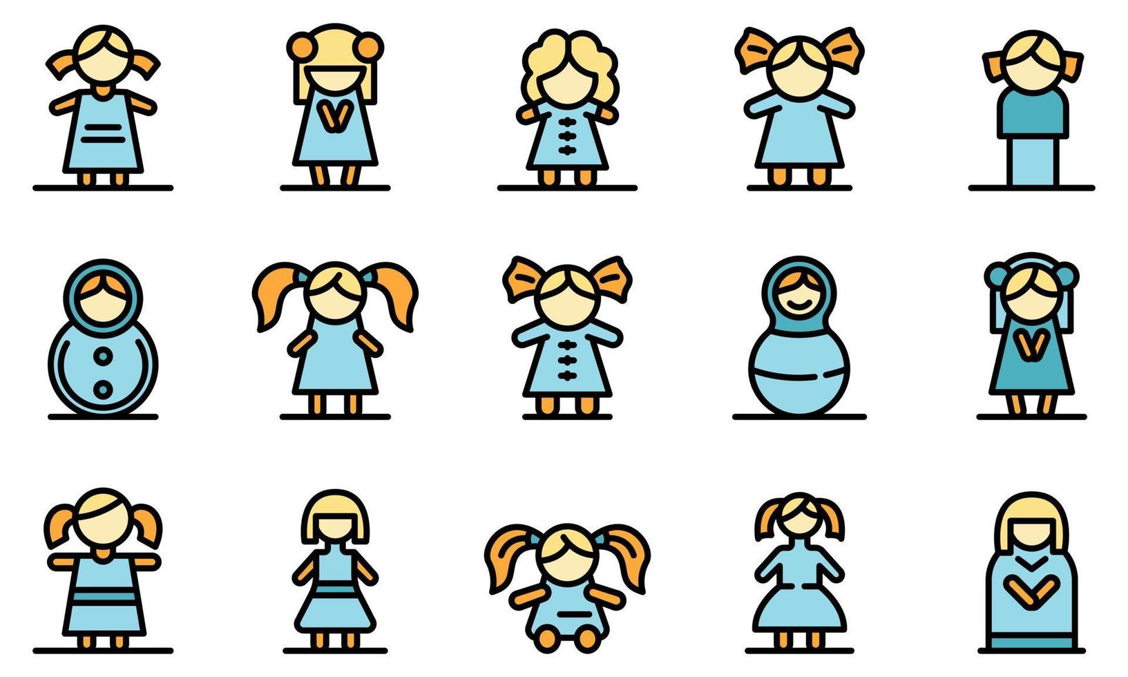 iconos de muñeca establecer vector plano