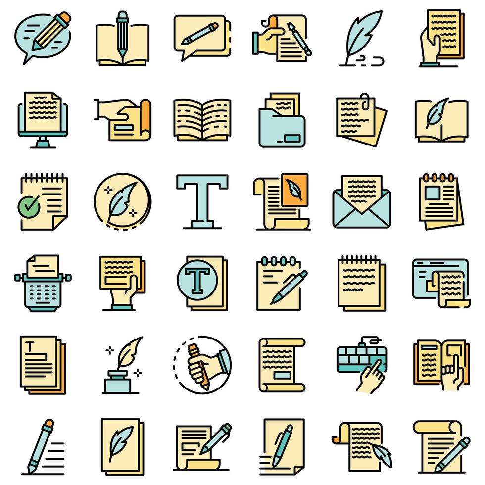 Copywriter icons set vector flat