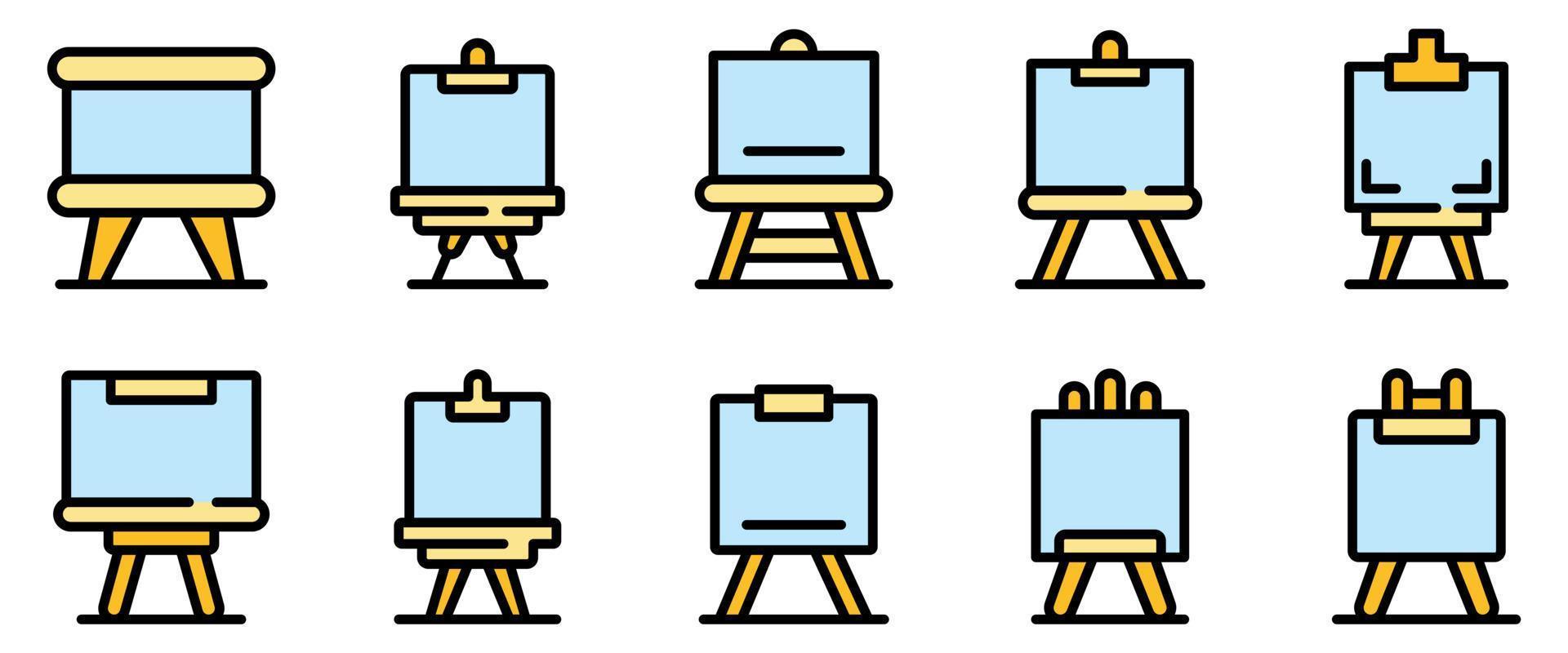 Easel icons set vector flat