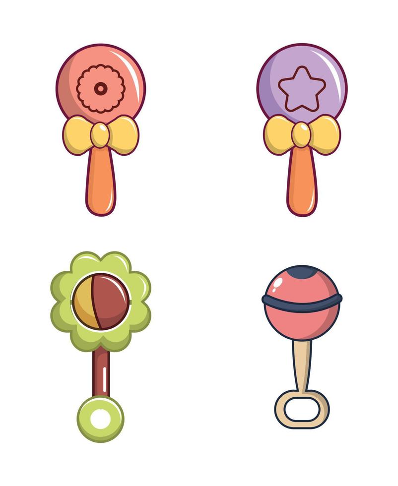 Baby toy icon set, cartoon style vector