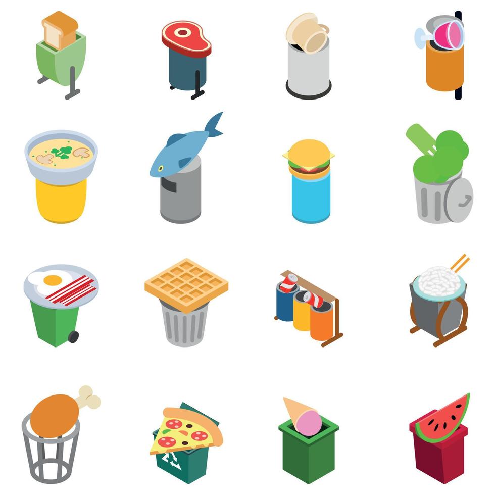 Refuse icons set, isometric style vector