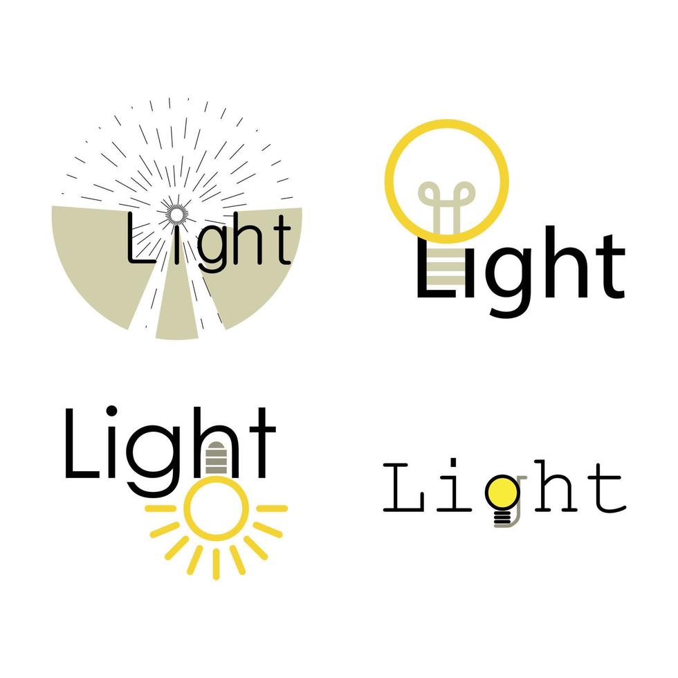 Light logo icon set, cartoon style vector