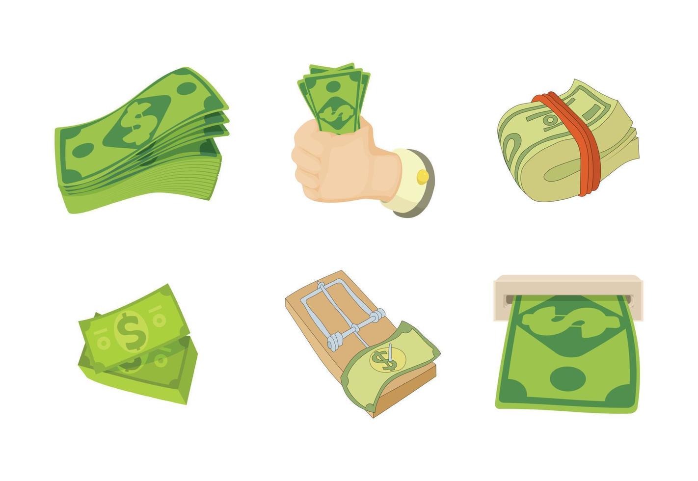 conjunto de iconos de dólar, estilo de dibujos animados vector