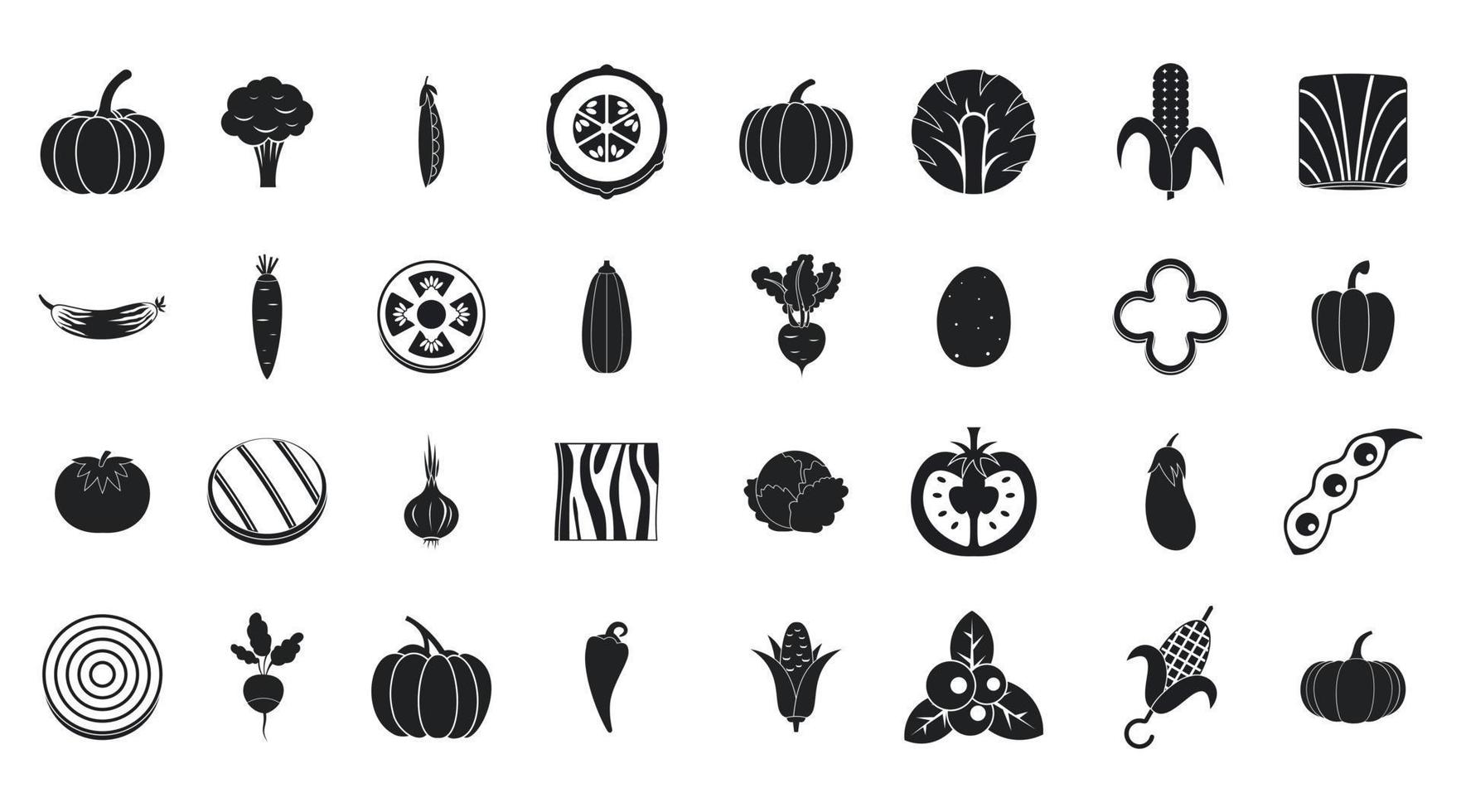 conjunto de iconos de verduras, estilo simple vector