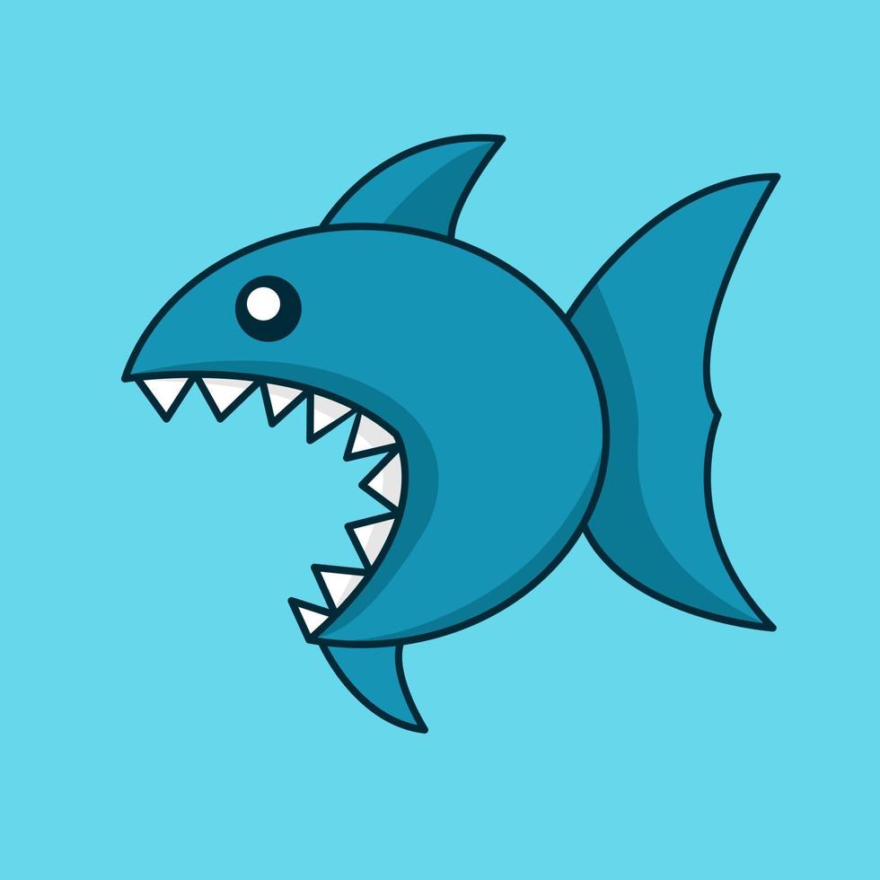 Vector premium illustration of cute shark swimming