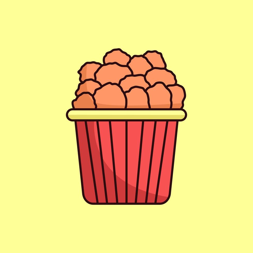 Vector illustration of cute fried chicken premium