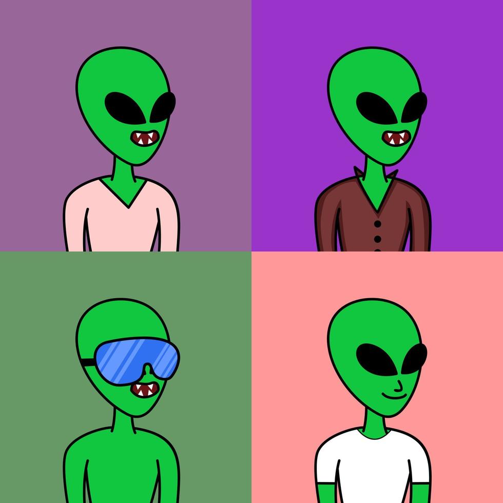 Vector illustration of premium alien character with attributes