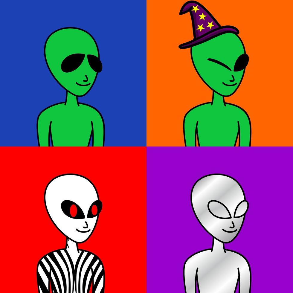 ilustración vectorial de carácter alienígena premium con atributos vector