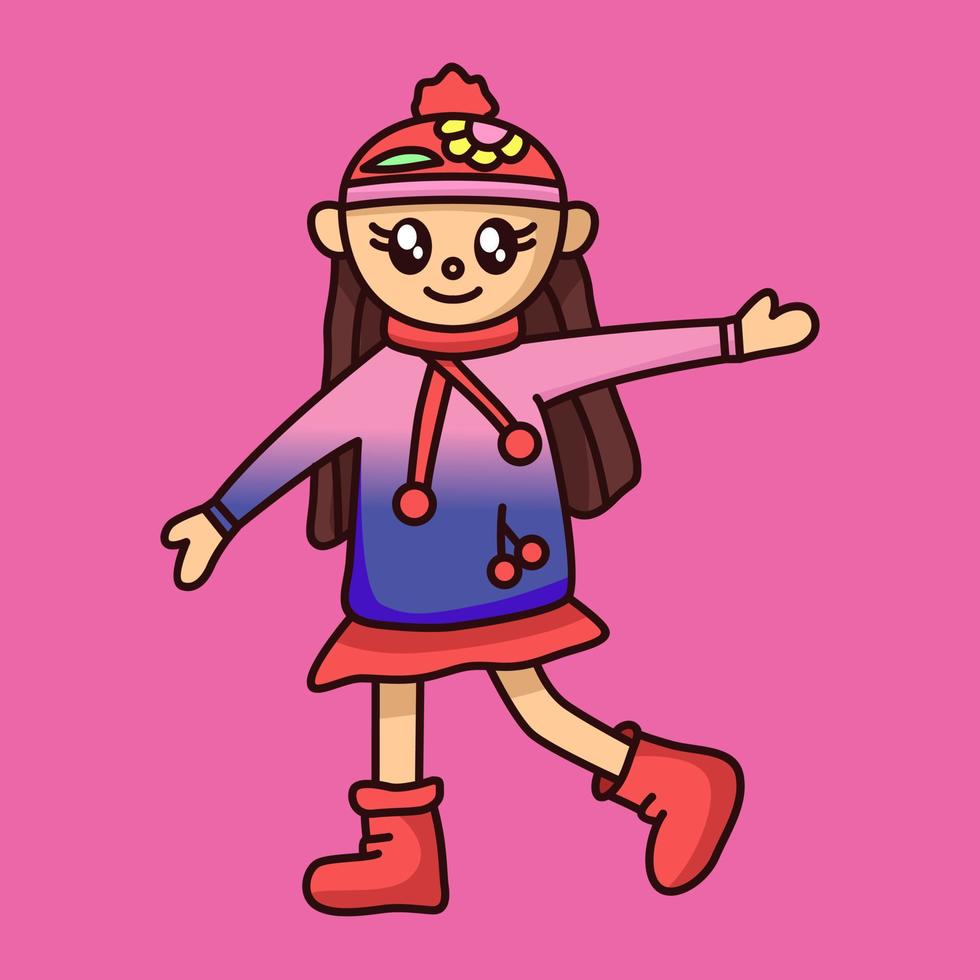ilustración vectorial del personaje infantil alegre premium vector