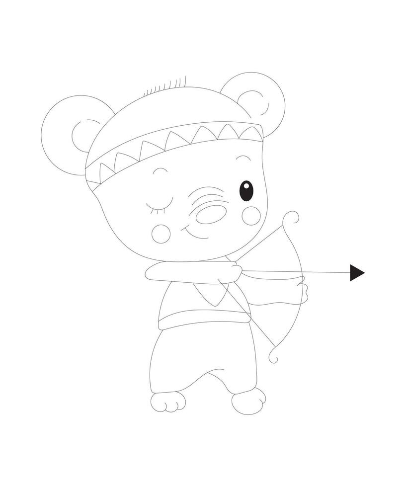 Cute baby rat kids coloring page vector