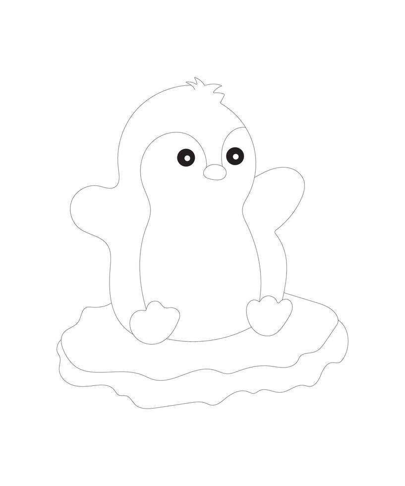 Cute baby penguin kids coloring page vector