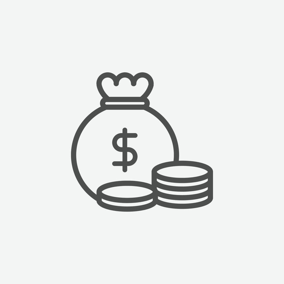 Money bag vector icon. Isolated business and finance icon vector design.