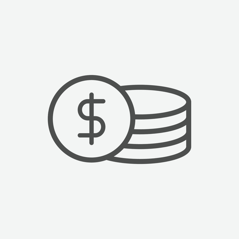 Dollar coin vector icon. Isolated business and finance icon vector design.