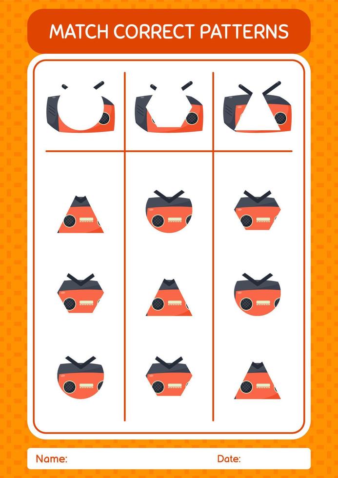 Match pattern game with rainbow. worksheet for preschool kids, kids activity sheet vector
