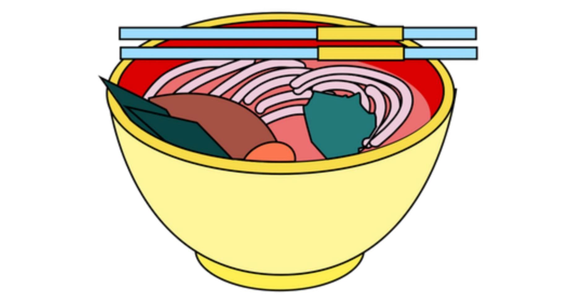 Ilustración de vector de fideos ramen japonés