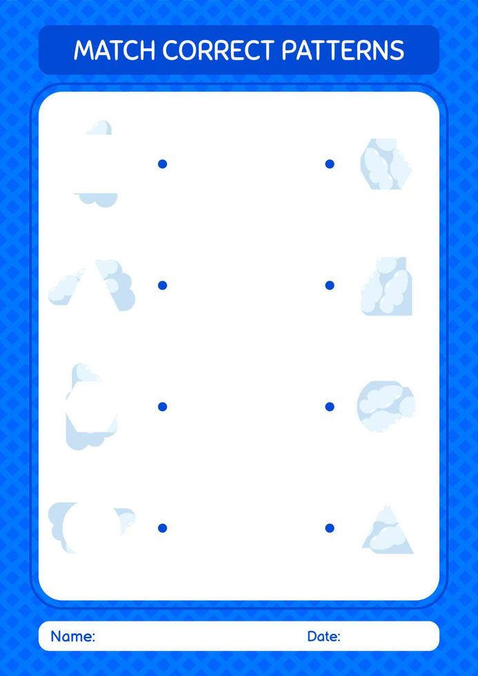 Match pattern game with cloud. worksheet for preschool kids, kids activity sheet vector